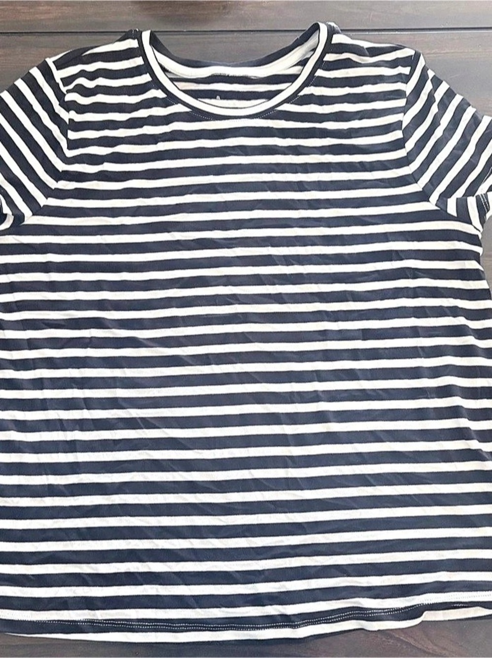 A New Day Black White Striped Short Sleeve T-Shirt XL NWT